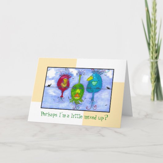 Whimsical Goofy Birds Verjaardag Kaart (Voorkant)