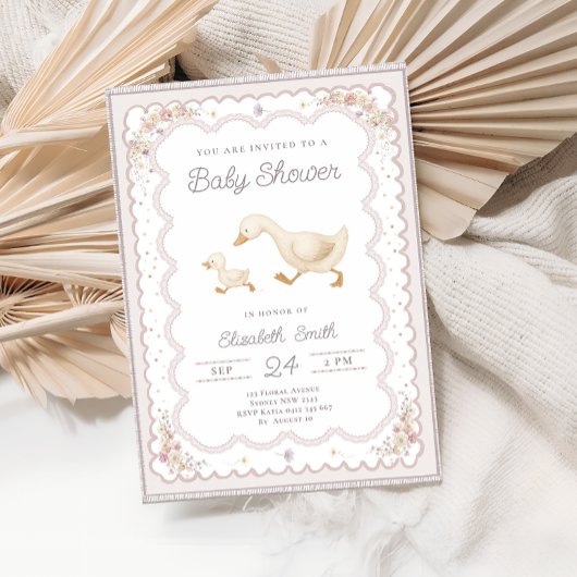 Whimsical Goose Boho Gender Neutral Baby Shower Kaart