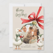Whimsical Goose Christmas Feestdagenkaart (Voorkant)