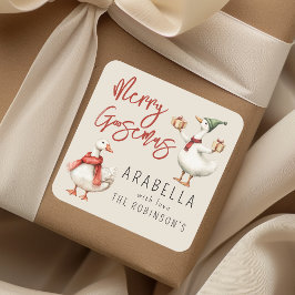 Whimsical Goose Christmas Holiday Gift Vierkante Sticker