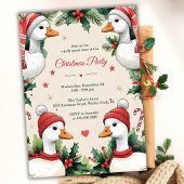 Whimsical Goose Cozy Winter Christmas Party Kaart