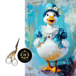 Whimsical Goose in Blue Bonnet Decoupage Tissuepapier