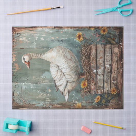 Whimsical Goose op een Nest Decoupage Tissuepapier (Craft)