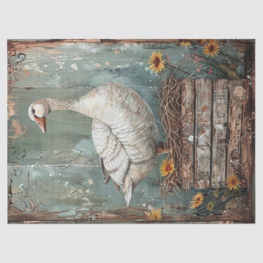 Whimsical Goose op een Nest Decoupage Tissuepapier (Voorkant)