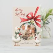 Whimsical Goose Photo Christmas Feestdagenkaart (Staand voorkant)