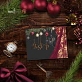 Whimsical Gothic Black Cat Holiday Party RSVP Card Informatiekaartje