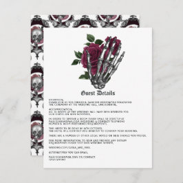 Whimsical Gothic bruiloft Gast Details Informatiekaartje