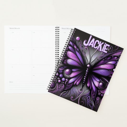Whimsical Gothic Butterfly Paarse gepersonaliseerd Planner (Display)