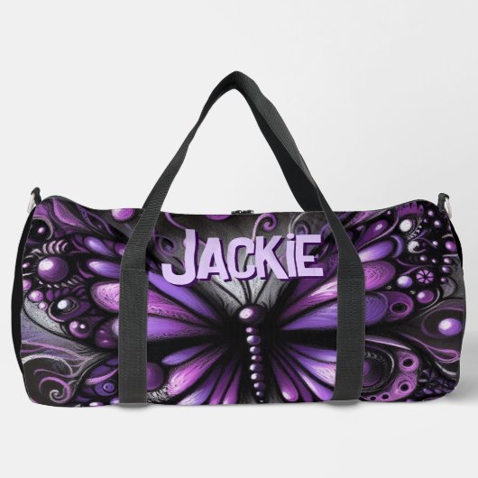 Whimsical Gothic Butterfly Paarse gepersonaliseerd Plunjezak (Voorkant)