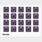 Whimsical Gothic Butterfly Paarse gepersonaliseerd Vierkante Sticker (Vel)