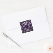 Whimsical Gothic Butterfly Paarse gepersonaliseerd Vierkante Sticker (Envelop)