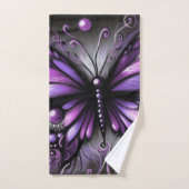 Whimsical Gothic Butterfly Paarse Zwart Kleurrijk Bad Handdoek (Handdoek)