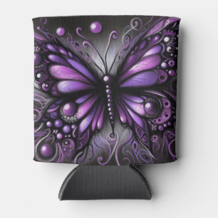 Whimsical Gothic Butterfly Paarse Zwart Kleurrijk Blikjeskoeler
