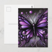 Whimsical Gothic Butterfly Paarse Zwart Kleurrijk Briefkaart (Voorkant / Achterkant)
