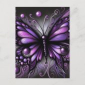 Whimsical Gothic Butterfly Paarse Zwart Kleurrijk Briefkaart (Voorkant)