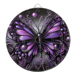 Whimsical Gothic Butterfly Paarse Zwart Kleurrijk Dartbord