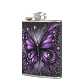 Whimsical Gothic Butterfly Paarse Zwart Kleurrijk Heupfles (Links)