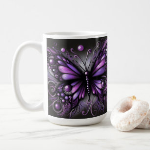 Whimsical Gothic Butterfly Paarse Zwart Kleurrijk Koffiemok