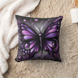 Whimsical Gothic Butterfly Paarse Zwart Kleurrijk Kussen