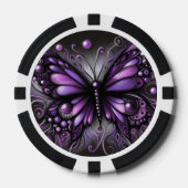 Whimsical Gothic Butterfly Paarse Zwart Kleurrijk Poker Chips (Voorkant)