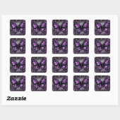 Whimsical Gothic Butterfly Paarse Zwart Kleurrijk Vierkante Sticker (Vel)