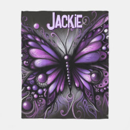 Whimsical Gothic Butterfly Purple Personalized Fleece Deken