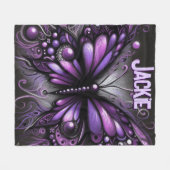Whimsical Gothic Butterfly Purple Personalized Fleece Deken (Voorkant (Horizontaal))