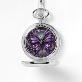 Whimsical Gothic Butterfly Purple Personalized Horloge