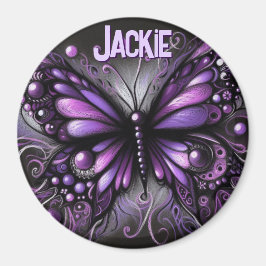 Whimsical Gothic Butterfly Purple Personalized Magneet