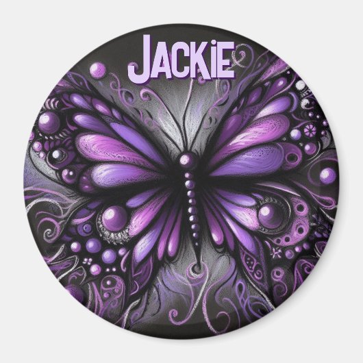 Whimsical Gothic Butterfly Purple Personalized Magneet (Voorkant)