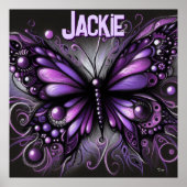 Whimsical Gothic Butterfly Purple Personalized Poster (Voorkant)