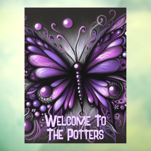 Whimsical Gothic Butterfly Purple Personalized Raamsticker (Vel 3)