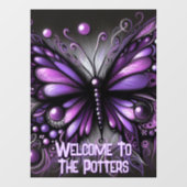 Whimsical Gothic Butterfly Purple Personalized Raamsticker (Vel)