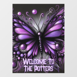 Whimsical Gothic Butterfly Purple Personalized Raamsticker