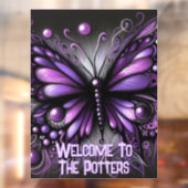 Whimsical Gothic Butterfly Purple Personalized Raamsticker (Vel 2)