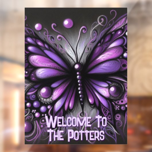 Whimsical Gothic Butterfly Purple Personalized Raamsticker (Vel 2)