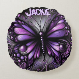 Whimsical Gothic Butterfly Purple Personalized Rond Kussen