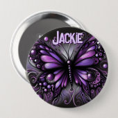 Whimsical Gothic Butterfly Purple Personalized Ronde Button 4,0 Cm (Voorkant /achterkant)