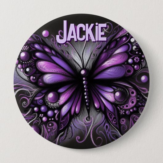 Whimsical Gothic Butterfly Purple Personalized Ronde Button 4,0 Cm (Voorkant)