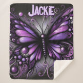 Whimsical Gothic Butterfly Purple Personalized Sherpa Deken (Voorkant)