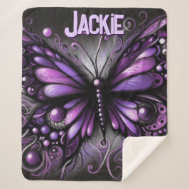Whimsical Gothic Butterfly Purple Personalized Sherpa Deken