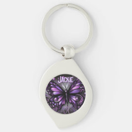 Whimsical Gothic Butterfly Purple Personalized Sleutelhanger