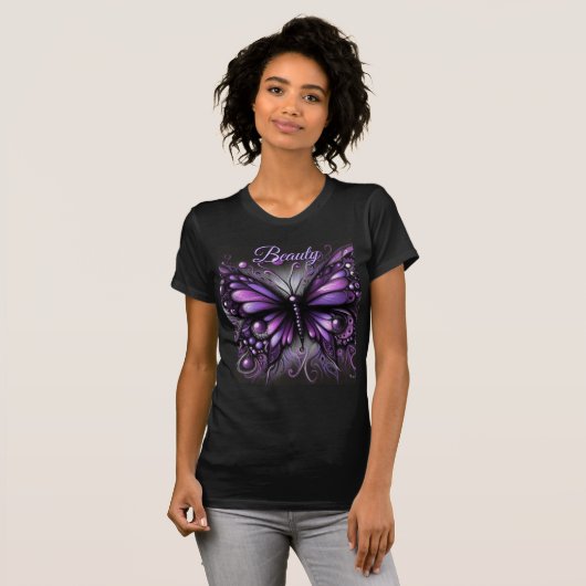 Whimsical Gothic Butterfly Purple Personalized T-shirt (Voorkant volledig)