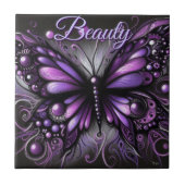 Whimsical Gothic Butterfly Purple Personalized Tegeltje (Voorkant)