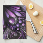 Whimsical Gothic Butterfly Purple Personalized Theedoek (Quarter Fold)