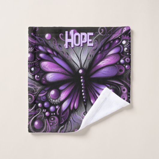 Whimsical Gothic Butterfly Purple Personalized Washandje (Wasdoekje)