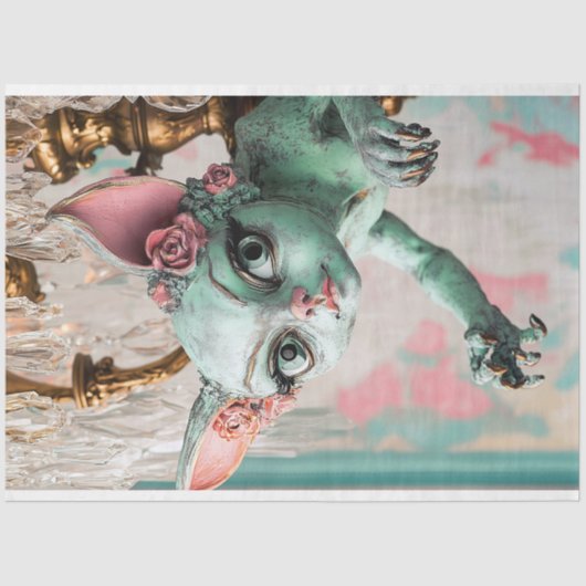 Whimsical Gothic Cat Gargoyle Decoupage Tissuepapier (Voorkant)