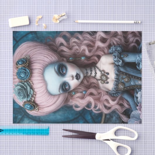 Whimsical Gothic Creepy Marie Antionette Decoupage Tissuepapier (Craft)