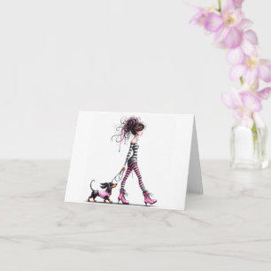 Whimsical Gothic Dachshund Meisje Kaart