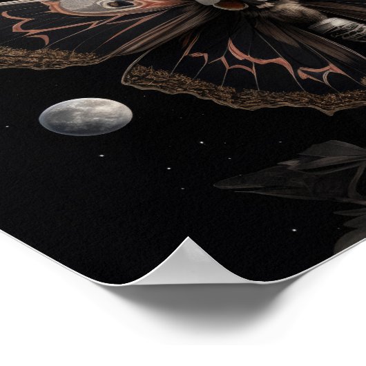 Whimsical Gothic Deathhead Moth Moon Poster (Hoek)